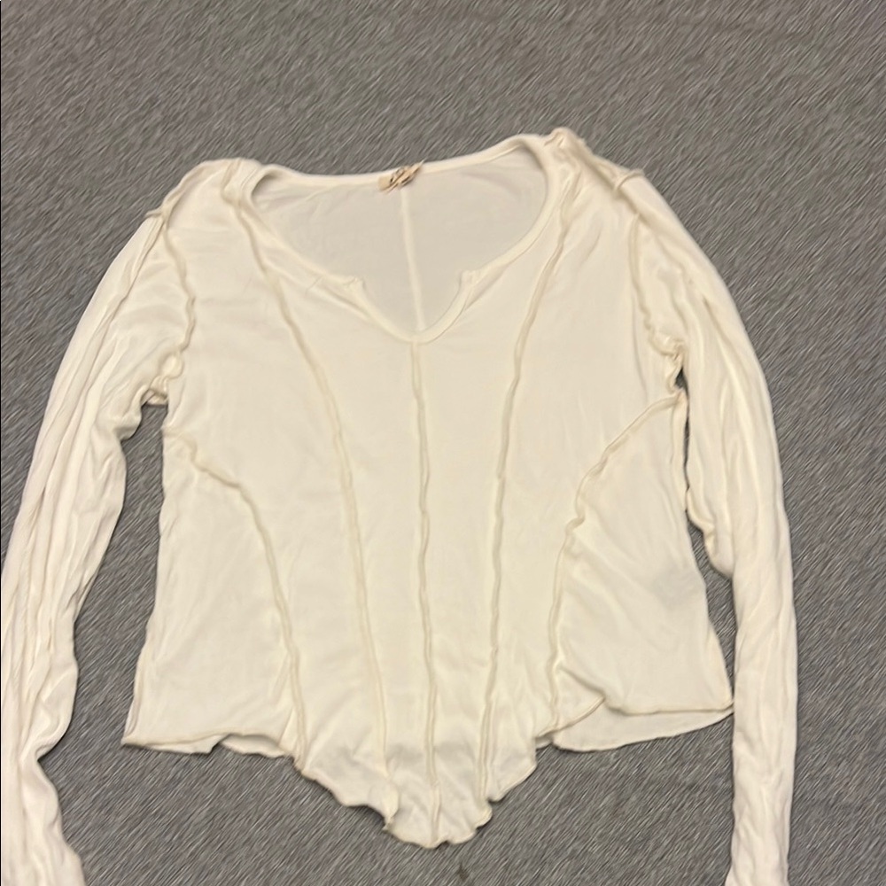 POL Cream Ruched Long Sleeve shirt